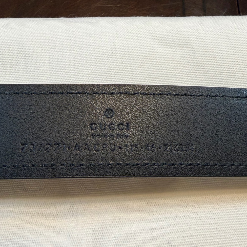 New Gucci GG Logo Buckle Black Belt Size 46 / 115 cm Fits a Waist 42 - 46 - Picture 9 of 11